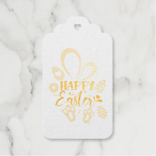 Étiquettes Cadeaux Joyeux lapin mignon de Pâques avec oeufs de Pâques