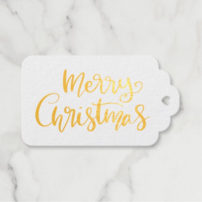 Étiquettes Cadeaux Joyeux Noël Script Vacances (Recto (horizontal))