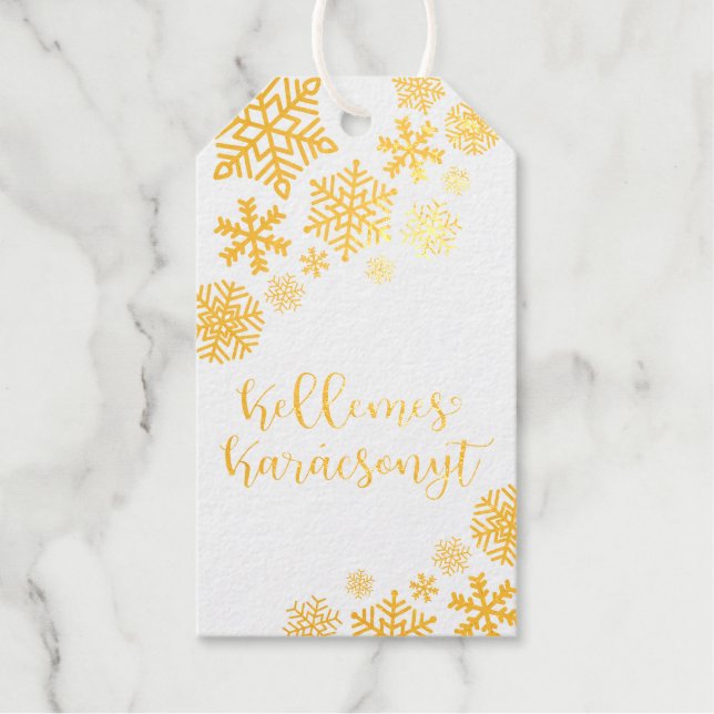 Étiquettes Cadeaux Kellemes Karácsonyt, Joyeux Noël hongrois (Recto)