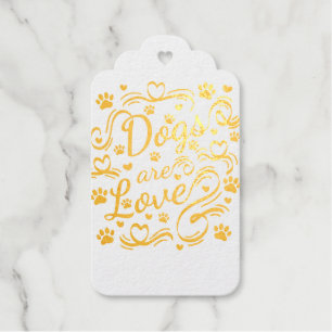 Étiquettes Cadeaux Les Chiens Sont Loin Paw Et Coeurs Typographie