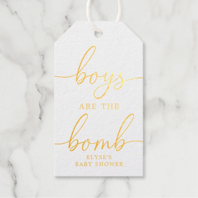 Étiquettes Cadeaux Les Garçons Sont La Bombe Gold Foil Favoriser Drap (Recto)