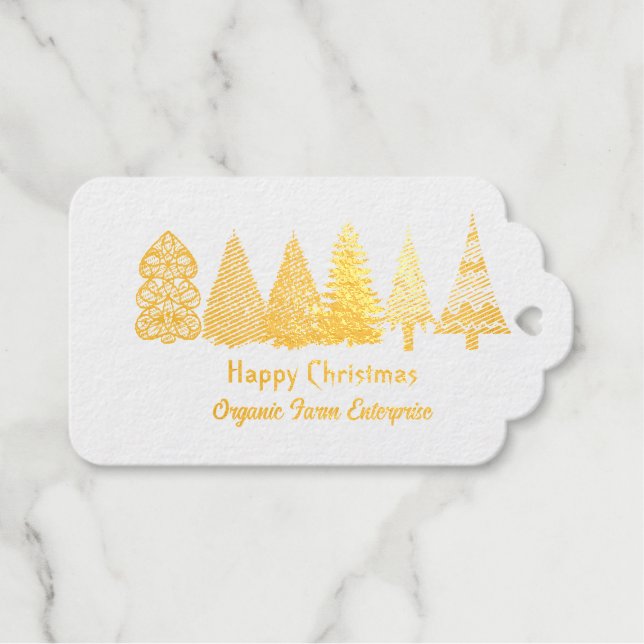 Étiquettes Cadeaux Logo des petites entreprises Arbres de Noël Impres (Recto (horizontal))