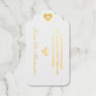 Étiquettes Cadeaux Lumière Élégante Bleue Hanukkah Or