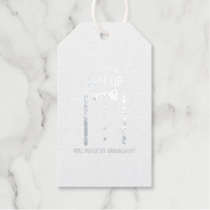 Étiquettes Cadeaux Mariage Argent Bow Cravate Groomsman Proposition