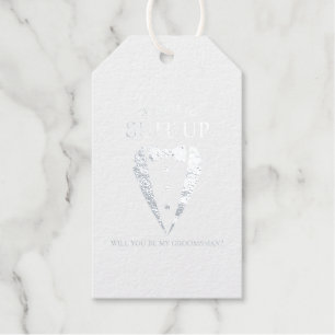Étiquettes Cadeaux Mariage Argent Tuxedo Suit Groomsman Proposition