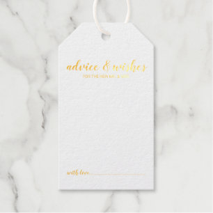 Étiquettes Cadeaux Mariage de script moderne Conseils & Wis Or