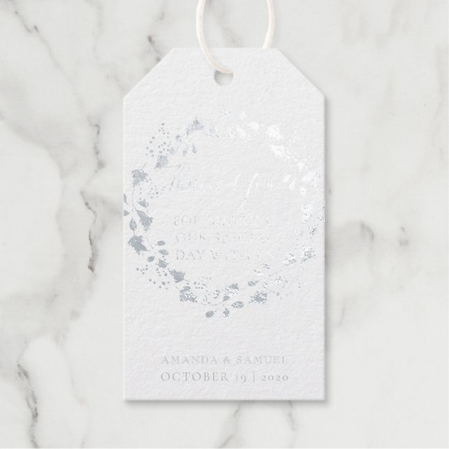 Étiquettes Cadeaux Mariage d'eucalyptus vert argenté (Recto)