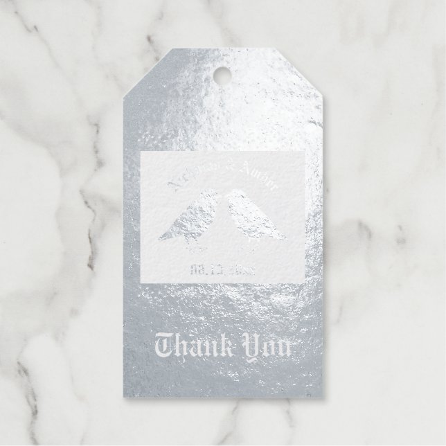 Étiquettes Cadeaux Mariage gothique Baiser Ravens Personnalisé (Recto)