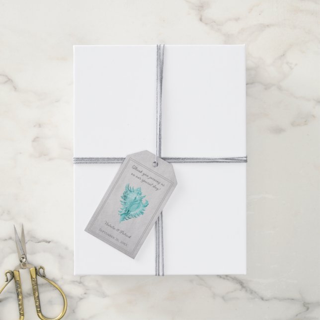 Étiquettes cadeaux Mariage turquoise Conch Shell (Avec de la ficelle)