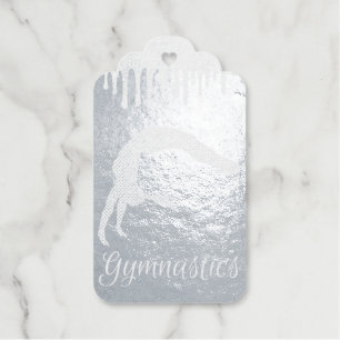 Étiquettes Cadeaux Marine Blue Metallic Argent Sparkle Gymnastique