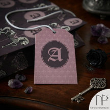 Étiquettes Cadeaux Mauve Fleur-de-Lis Monogramme É