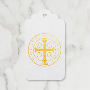 Étiquettes Cadeaux Médaille Saint Benedict Foil Tags cadeaux