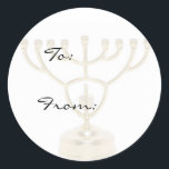 Étiquettes cadeaux Menorah Holiday<br><div class="desc">Parfait pour Hanoukka,  Bar Mitzvah ou tout autre cadeau d'occasion spécial. Customisez le texte À : et De : pour l'écrire à la main.</div>