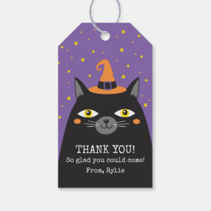 Étiquettes cadeaux Merci de chat noir Halloween