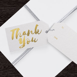 Étiquettes Cadeaux Merci en Or Faux Élégantes