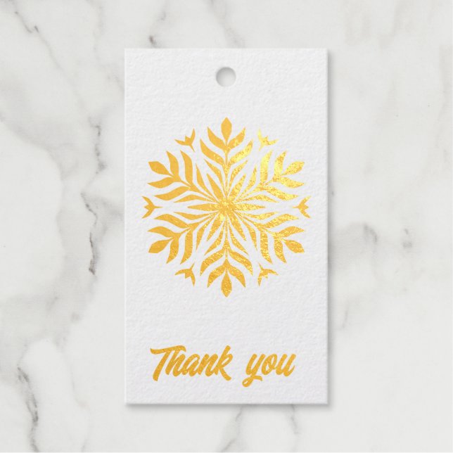 Étiquettes Cadeaux merci fêtes de flocons de plume (Recto)