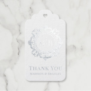 Étiquettes Cadeaux Merci Mariage de monogramme floral orné