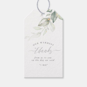 Étiquettes cadeaux Merci Mariage or et verdure