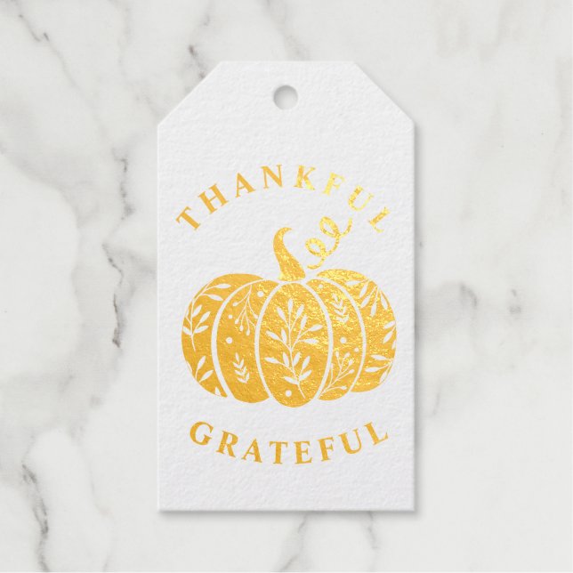 Étiquettes Cadeaux Merci pour vous Thanksgiving or Foil (Recto)