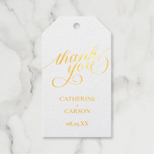 Étiquettes Cadeaux Moderne Calligraphie Mariage Merci Favoriser (Recto)