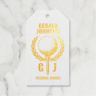 Étiquettes Cadeaux Monogramme de golf avec motif de couronne