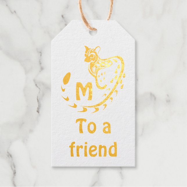 Étiquettes Cadeaux Monogramme tribal de gros gènes localisés (Recto)