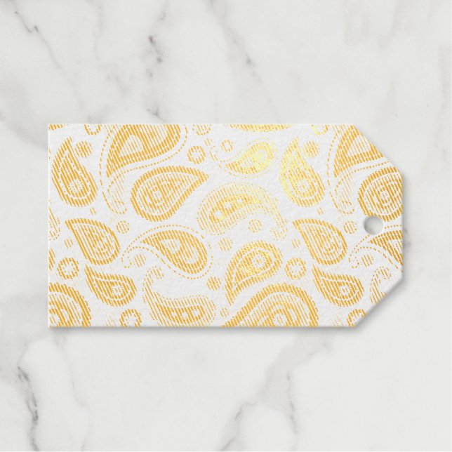 Étiquettes Cadeaux Motif Blue Paisley (Recto (horizontal))