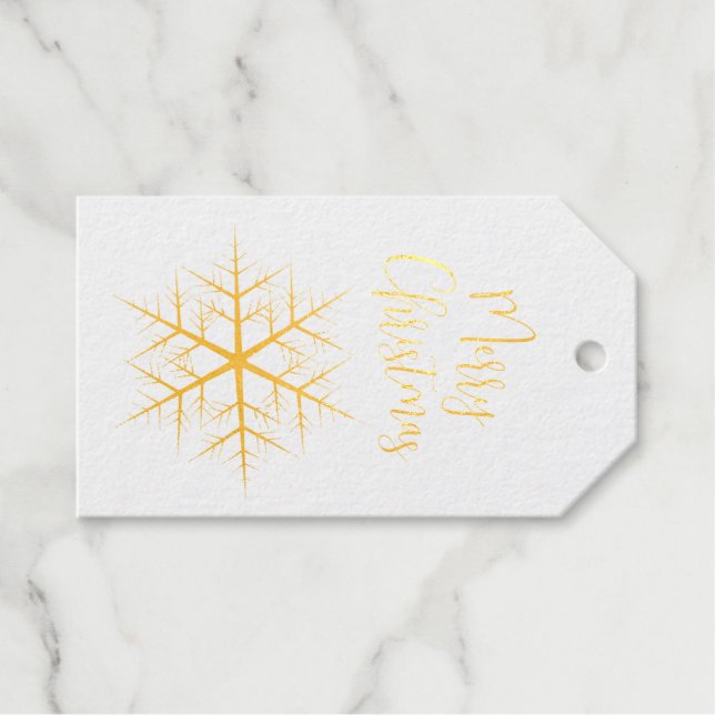 Étiquettes Cadeaux Noël Elegant Gold Holiday Simple Snowflakes (Recto (horizontal))