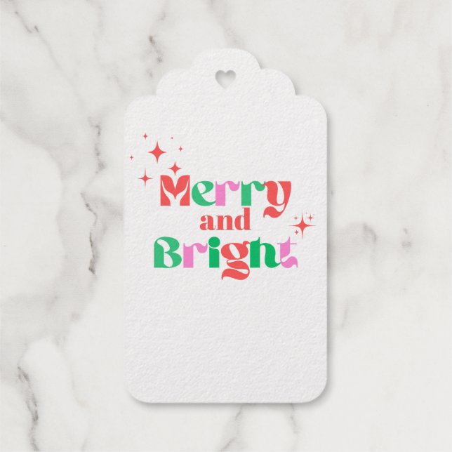 Étiquettes Cadeaux Noël joyeux et rouge vif vert police moderne (Verso)