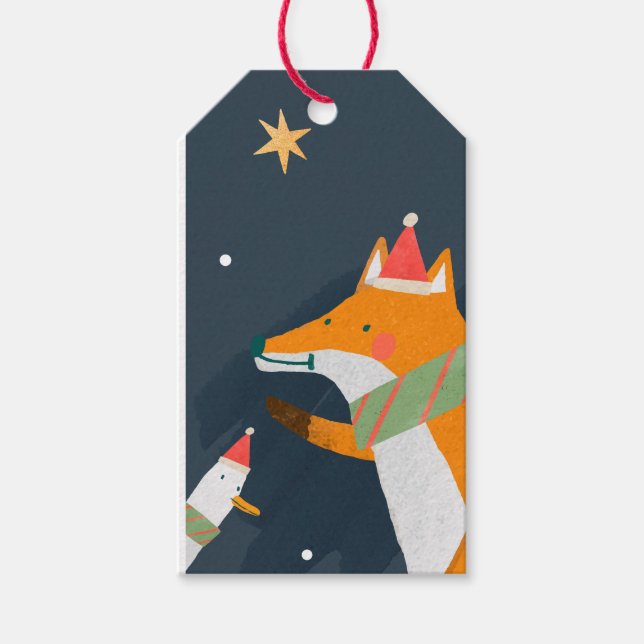 ÉTIQUETTES CADEAUX NOËL RENARD ET CANARD (Devant)