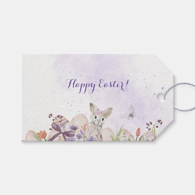 Étiquettes Cadeaux Œufs de Pâques Floraux (Devant (Horizontal))