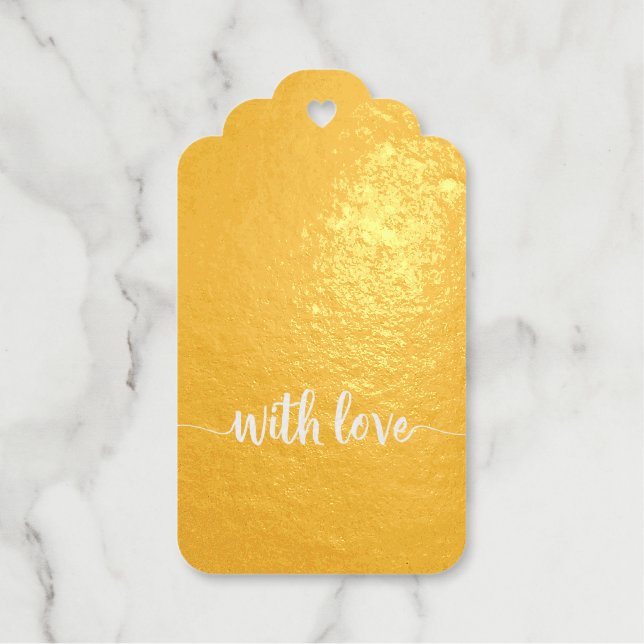 Étiquettes Cadeaux Or amusant et rouge avec amour personnalisé (Recto)