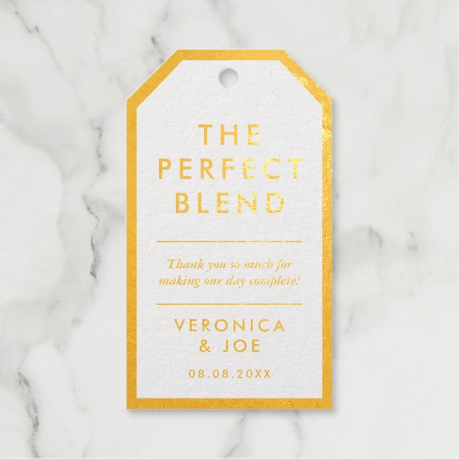 Étiquettes Cadeaux Or et blanc modernes Le Mélange parfait (Recto)