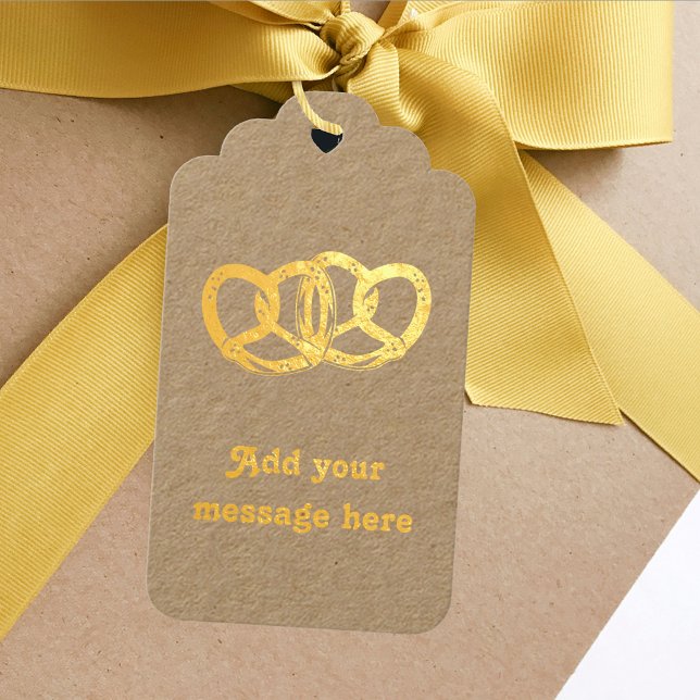 Étiquettes Cadeaux Paire mignonne de Pretzel forme le texte des deux  (Créateur téléchargé)