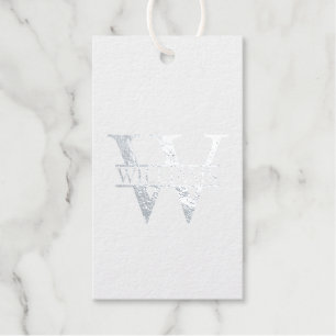 Étiquettes Cadeaux Personalized Monogram and Name Silver