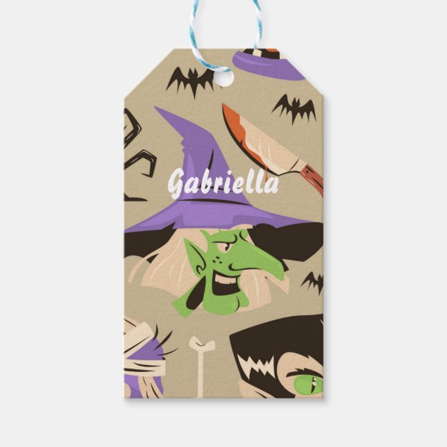 Étiquettes Cadeaux Personnalisables à Motif Vintag (Devant)