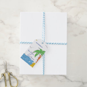 Étiquettes Cadeaux Personnalisées de Plage Tropica