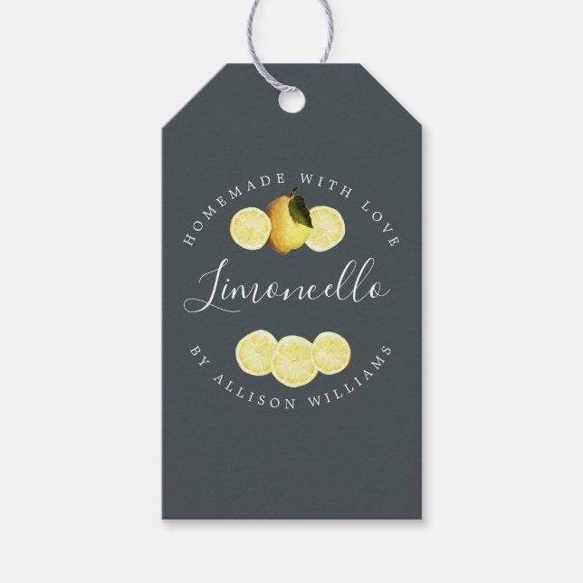 Étiquettes Cadeaux Personnalisées Limoncello Noir  (Devant)