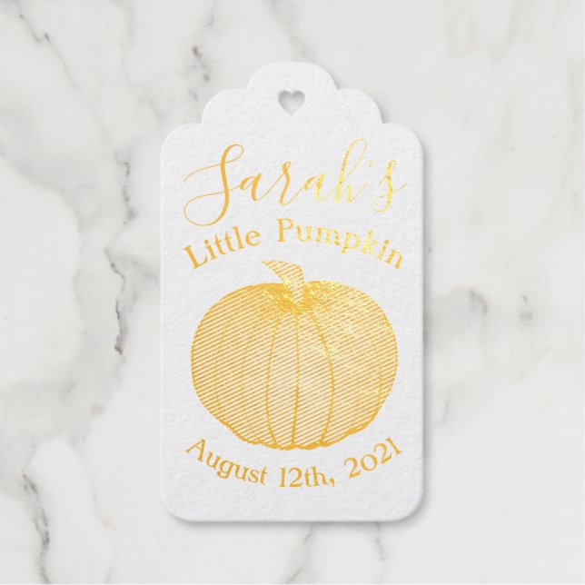 Étiquettes Cadeaux Petit Citrouille Automne Baby shower d'automne Fav (Recto)