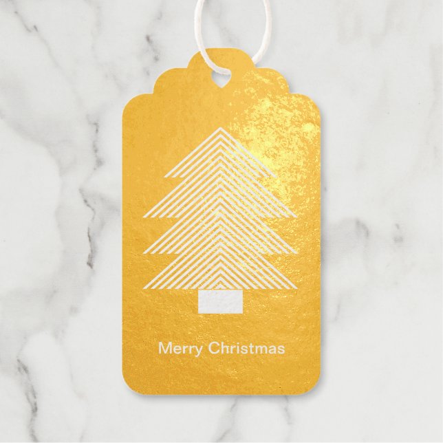 Étiquettes Cadeaux Pine Green Gold Glitzy Parties scintillant Noël (Recto)