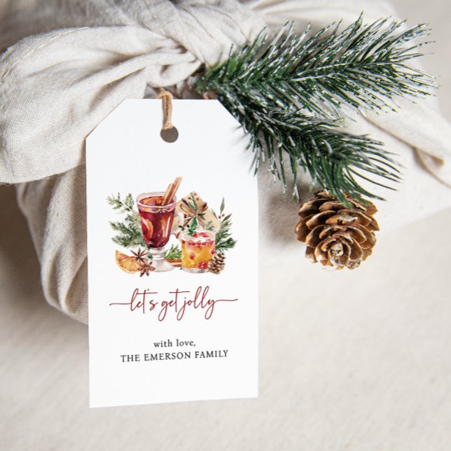 Étiquettes Cadeaux pour Cocktails (Let's Get Jolly Cocktail Holiday Party Christmas Gift Tag)