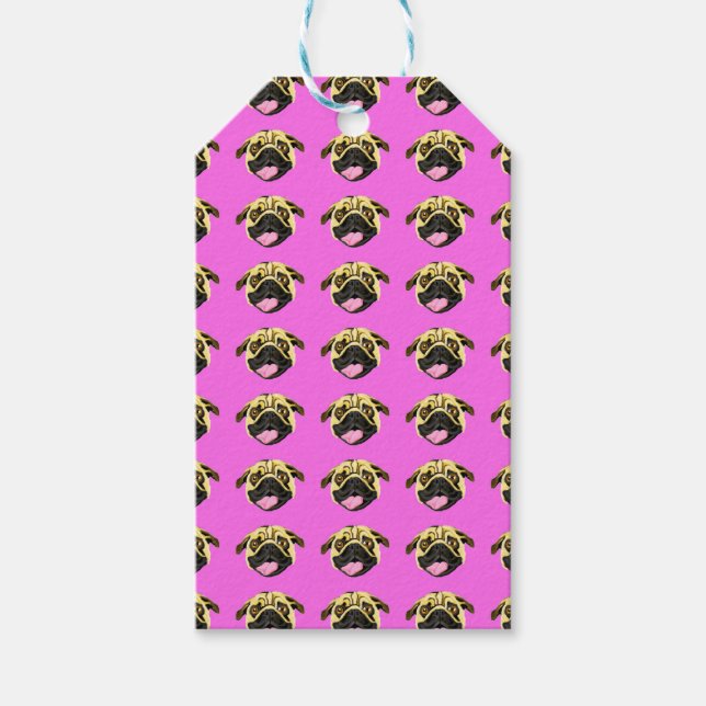 Étiquettes Cadeaux Pug Rose (Devant)