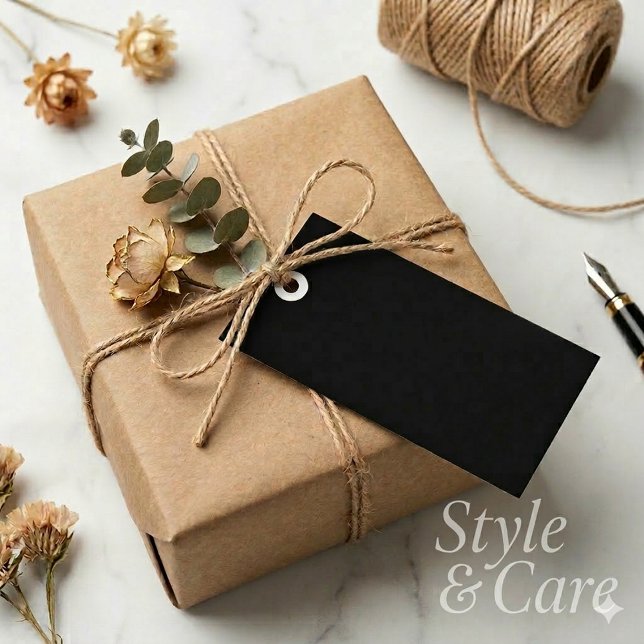 Étiquettes cadeaux rectangle vierges en feuille no (Personalized Rectangle Black Foil Gift Tags)