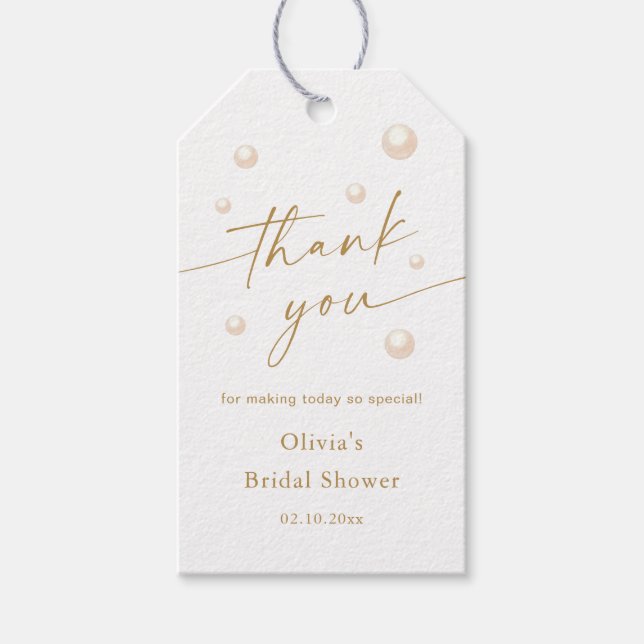 Étiquettes Cadeaux Remerciements Mariée Perles (Devant)