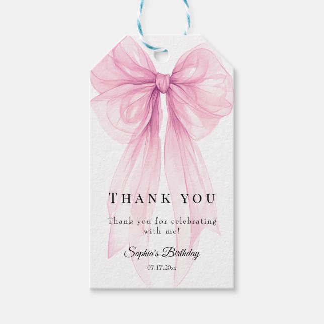 Étiquettes Cadeaux Ruban Aquarelle pour Naissance  (Devant)