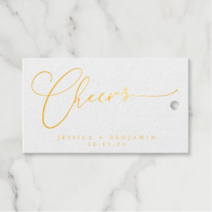 Étiquettes Cadeaux Salutations Script minimal personnalisé mariage Or