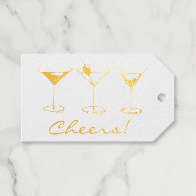 Étiquettes Cadeaux Santé! Martini Manhattan Cocktails cosmopolites (Recto (horizontal))