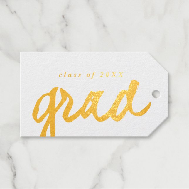 Étiquettes Cadeaux Script simple | Or de fin d'études (Recto (horizontal))
