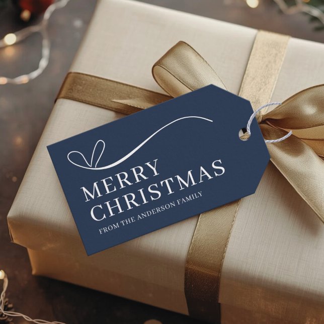 Étiquettes cadeaux simple bleu moderne Joyeux Noël (Créateur téléchargé)