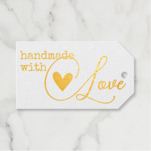 Étiquettes Cadeaux Simple fait à la main avec coeur d'amour Simple él